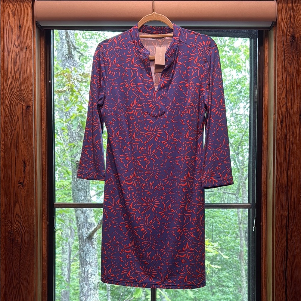 Stylish Blue and Red Midi Dress